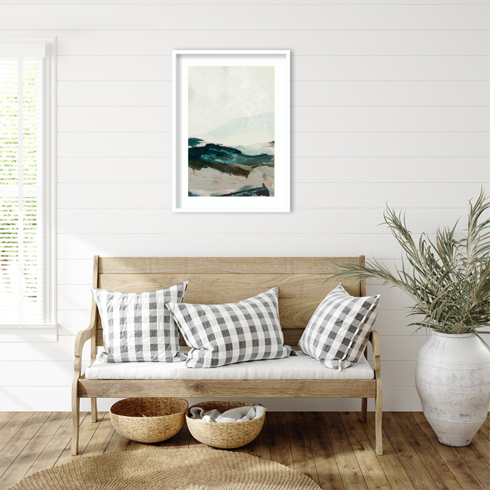 Cleve "Mountains No. 2" Print, White Framed, 33" H x 24" W
