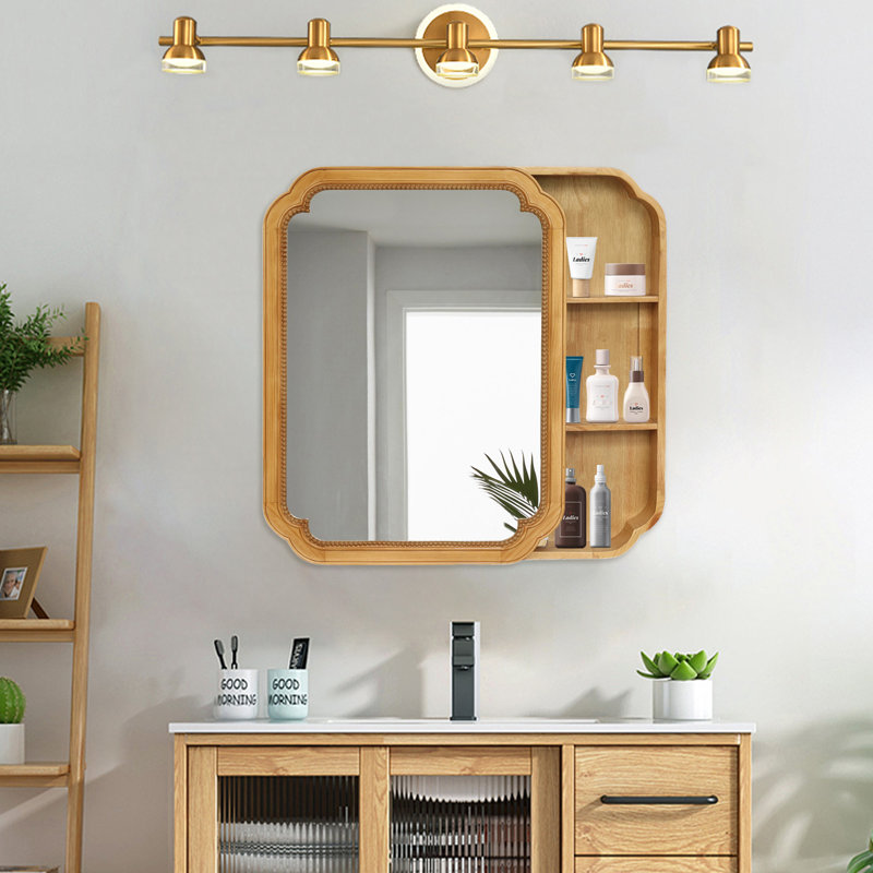 Armoire de rangement murale à miroir en bois 31,5 "X 23,82" avec tablettes de rangement