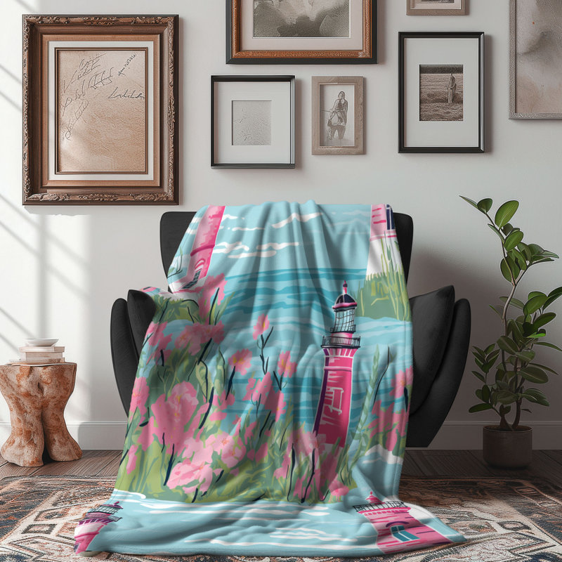 Motif de balise maritime - 1 pièce Sherpa Premium, L 60 po x L 80 po, Elegant Beacon Designs