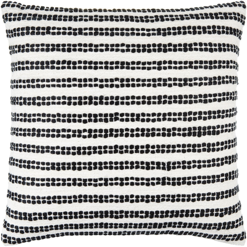 Coussin Amora, 20 po x 20 po, Blanc / noir, Polyester / bourre de polyester