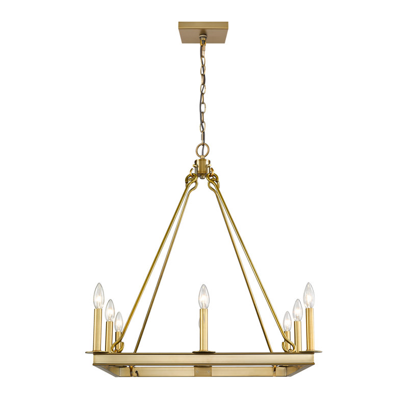 Hoglund 8 - Light Dimmable Geometric Chandelier, Olde Brass, 31.5" H x 26" W x 26" D