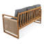 Banc de canapé d'extérieur en bois d'acacia tissé de 63 po Gable Bohemian, structure en teck avec coussins gris-1493653348