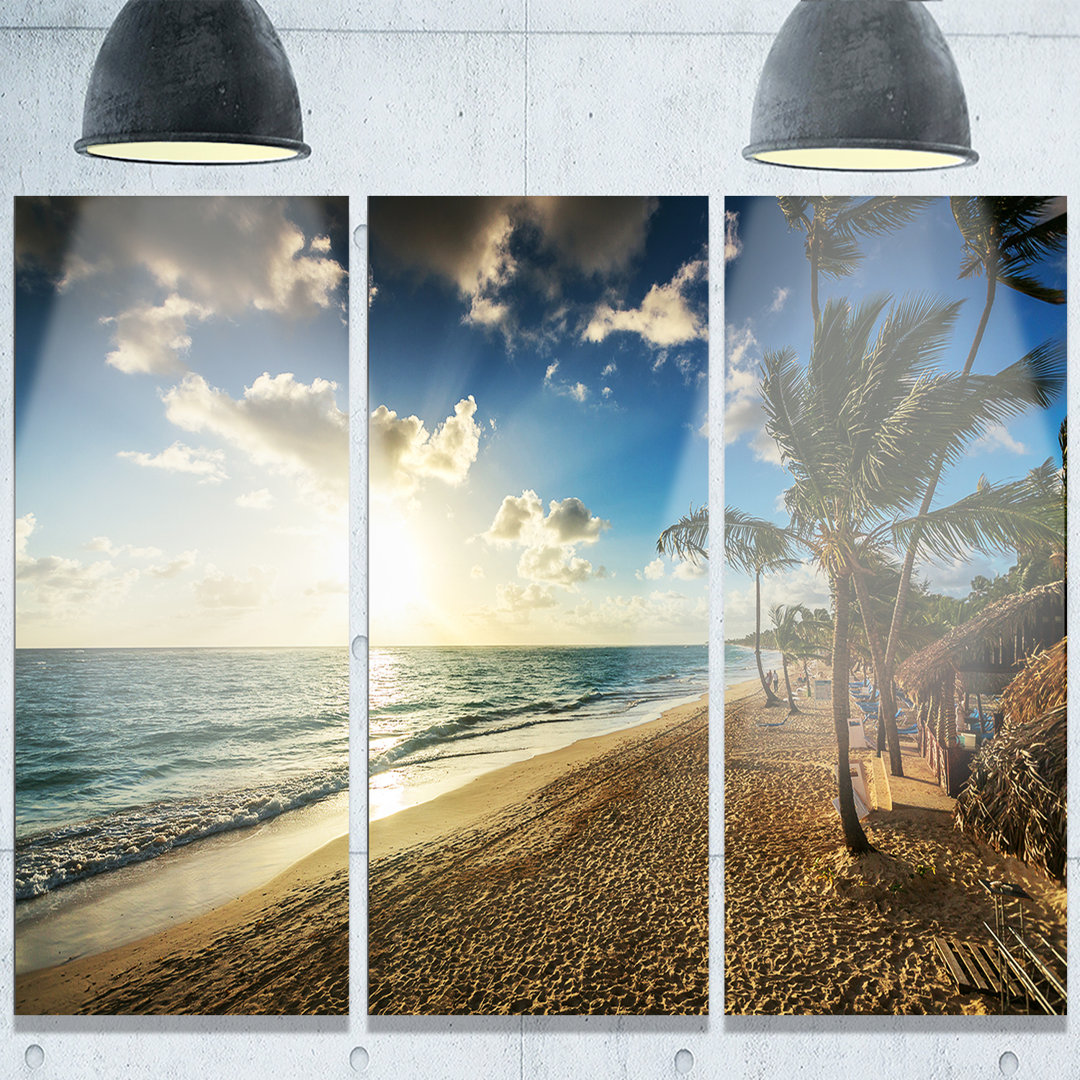 " Beautiful Caribbean Vacation Beach " 3 - Pieces Highland Dunes Frame 