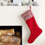 Chaussette de Noël rouge avec manchette brodée en laine recyclée Geo