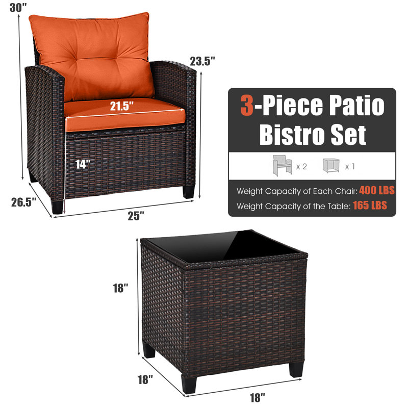 Ensemble de conversation pour canapé 3 pièces , Orange