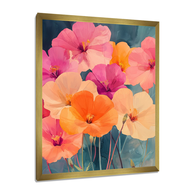 Selena - reproduction d'art sur toile florale, H 20 po x l 12 po, Picture Framed, Or