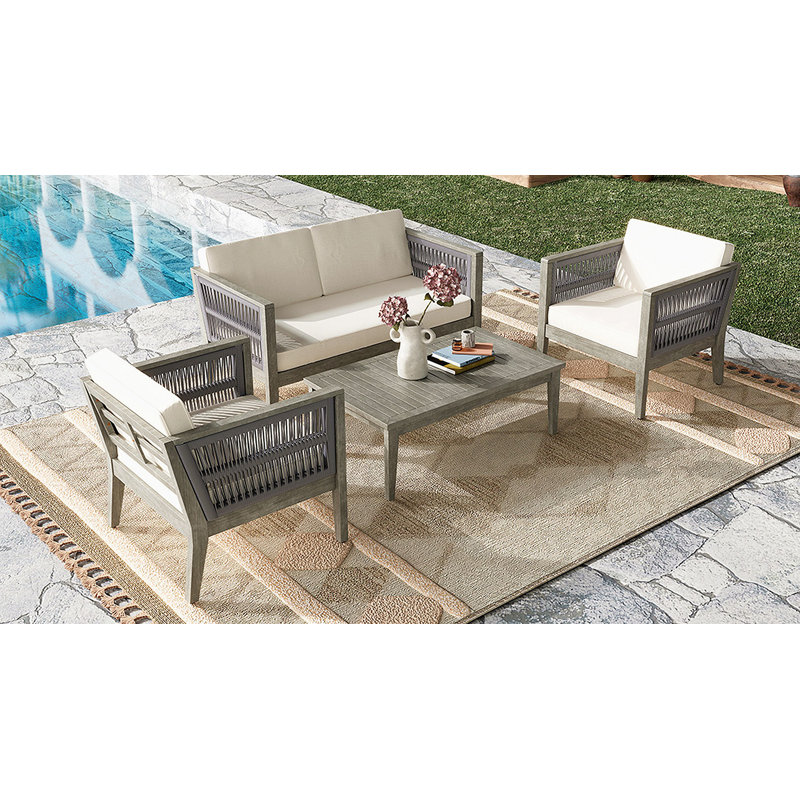 4-Pieces Acacia Wood Patio Furniture Set