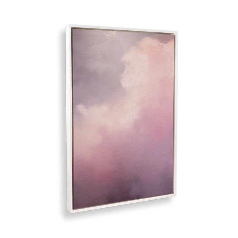 Impression sur toile 48 "x 32" Skyline pastel v1, Cadre flottant blanc opaque, H 32 po x l 22 po x P 1,75 po