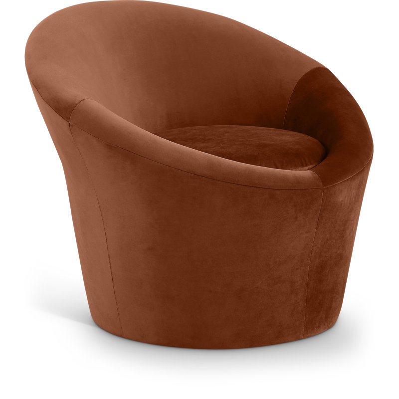 Fauteuil d'appoint en velours Tristan, Velours cognac