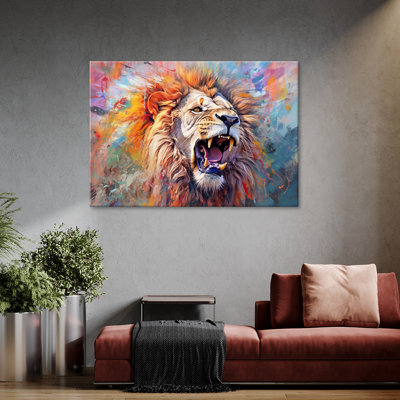 Wild Lion Abstract - Wrapped Canvas Print
