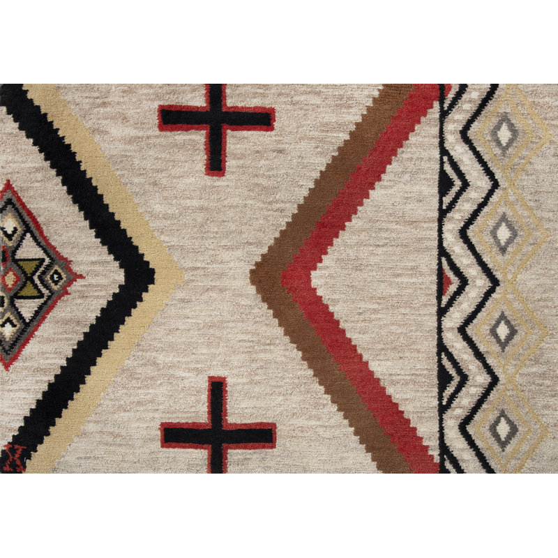 Mesa Hand Knotted Wool Geometric Shapes Area Rug, Rectangle 12' x 15'