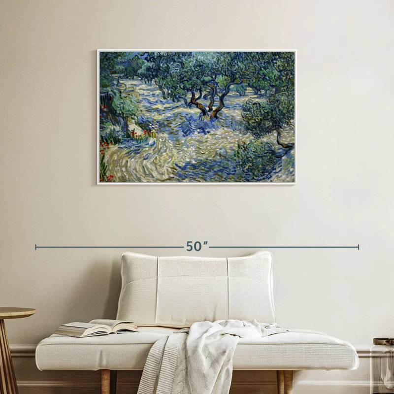 Olive Orchard 1889, Cadre flottant blanc, 37 po x 25 po