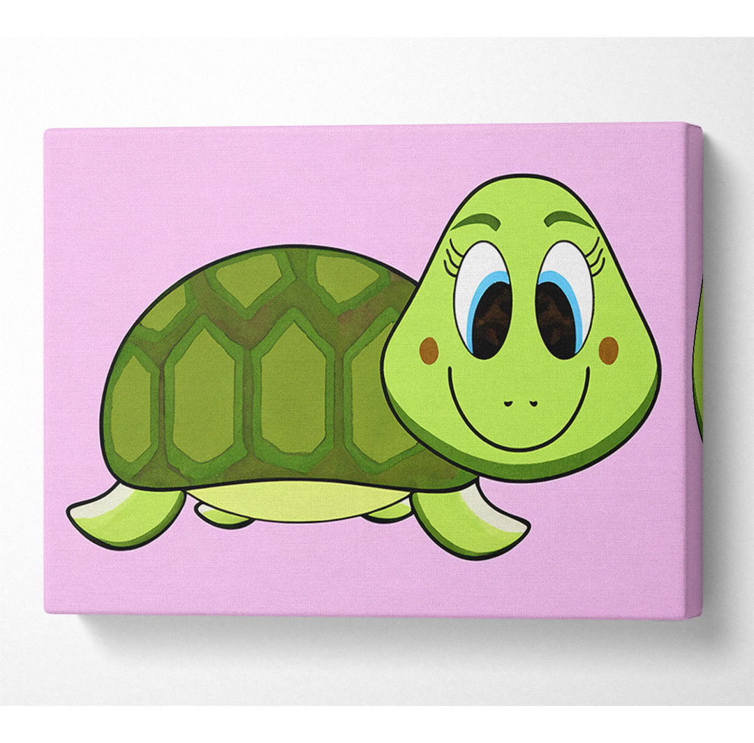 Happy Turtle Pink - Kunstdrucke auf Leinwand - Wrapped Canvas