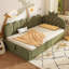 3ft Velvet Upholstered Daybed With Hydraulic Storage, Crown & Lattice Design, Sofa Bed 90x190 Cm, No Box Spring – Beige-322486582