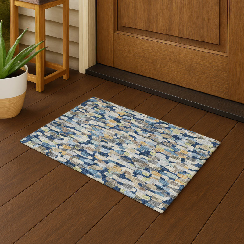 Tapis d'intérieur / extérieur lavable à la machine Chantille ACN2451, Marine, 1 pi 8 po x 2 pi 6 po