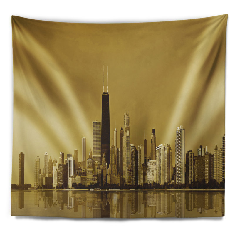 Tapisserie «Cityscape Chicago Gold Coast» avec gratte-ciel, H 50 po x l 60 po