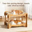Lit pour chat à deux étages, salon à griffer pour chat en bois à 2 niveaux avec jouets à billes suspendus, hamac en sisal naturel pour l'intérieur