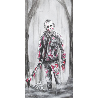  Officiellement sous licence Camp Camp Crystal Lake Jason, œuvre d'art originale par Ed Capeau, affiche sur demande - 8 x 16 po - reproduction décorative - prête à encadrer