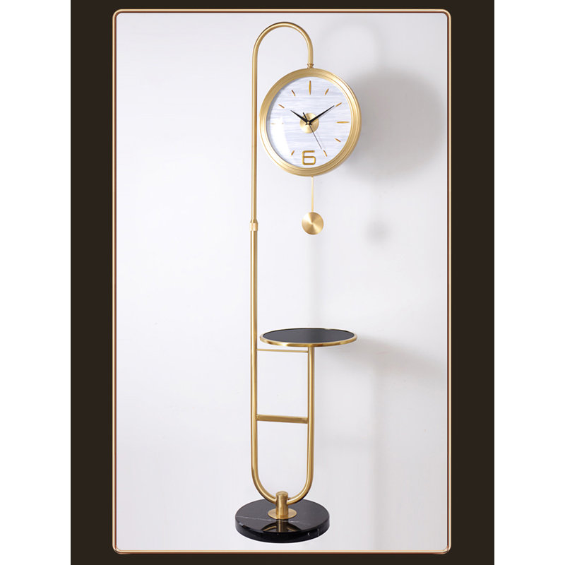 Elegant Brass Standing Clock Marble Base Pendulum with Small Display Table