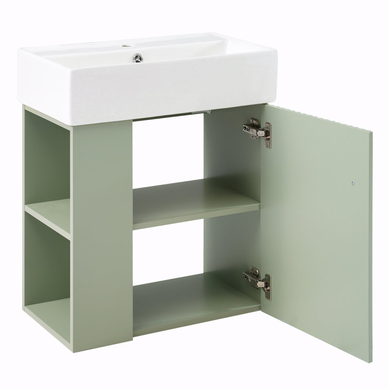 Meuble-lavabo simple avec plateau Krishav 21,6, Vert