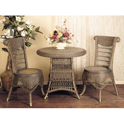Classic Adult Tea Table And Two Chairs In White by Bayou Breeze