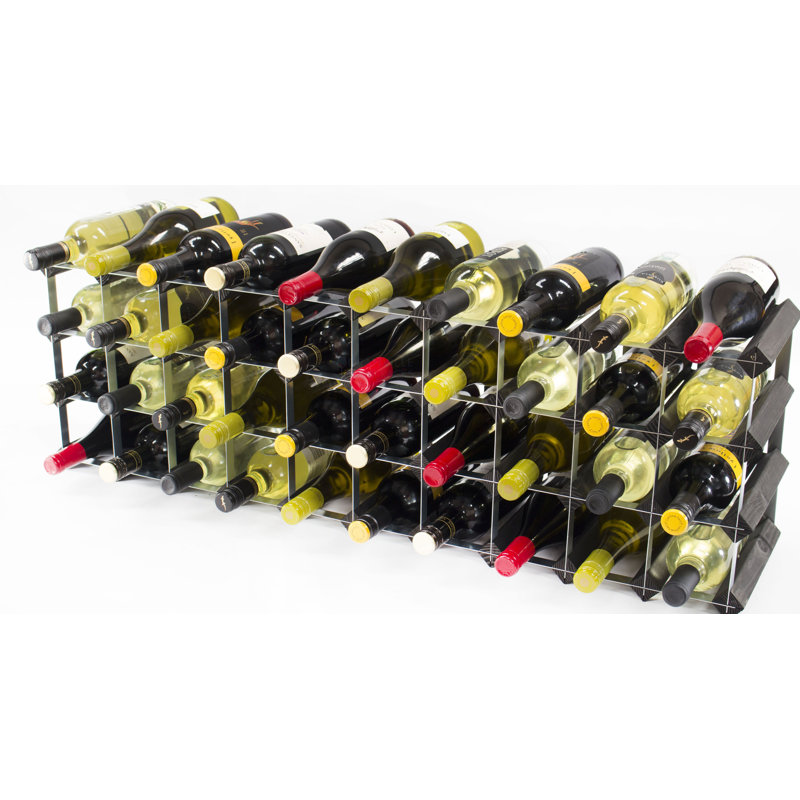 Felica 40 Bottle Floor Wine Bottle Rack, Black Stained / Black Steel