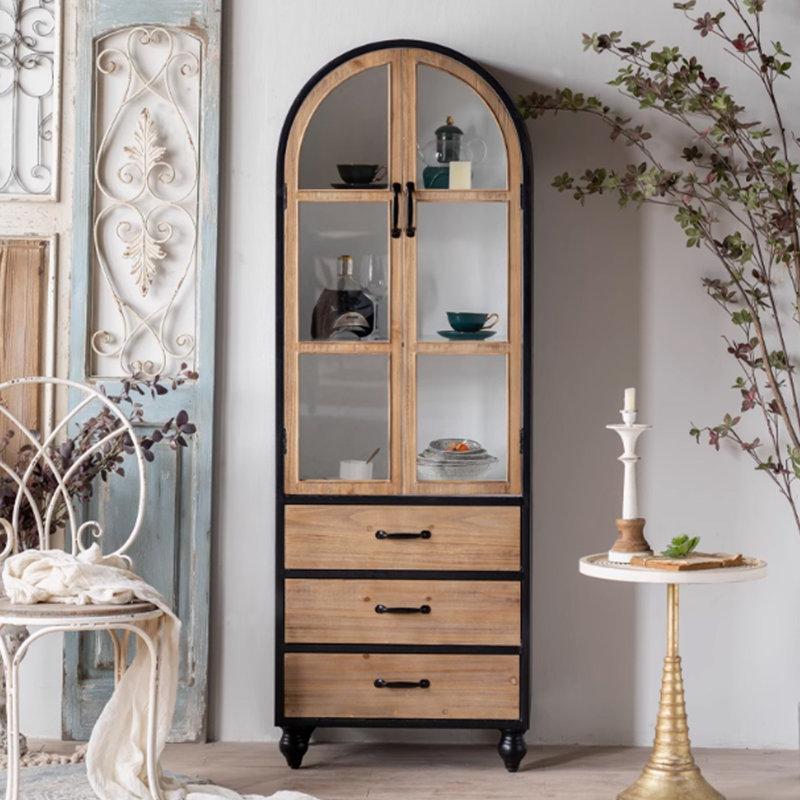 Vitrine arquée en bois massif