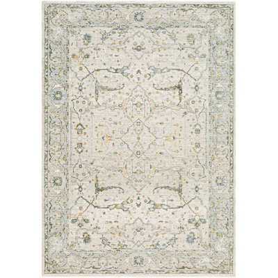 Oriental Machine Woven Polyester Area Rug in Beige/Gray