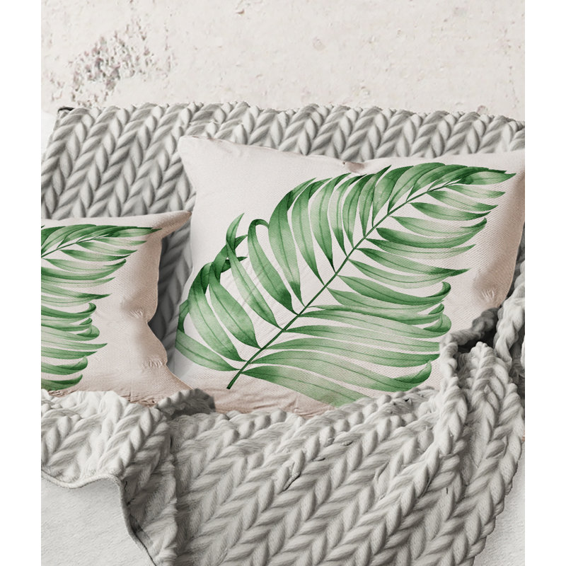 Carré, feuille tropicale de Monstera II - coussin décoratif imprimé maison de campagne, 18" x 18"