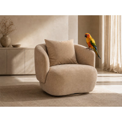 Chaise contemporaine pivotante à 360 degrés avec dossier enveloppant, coussin de siège moelleux