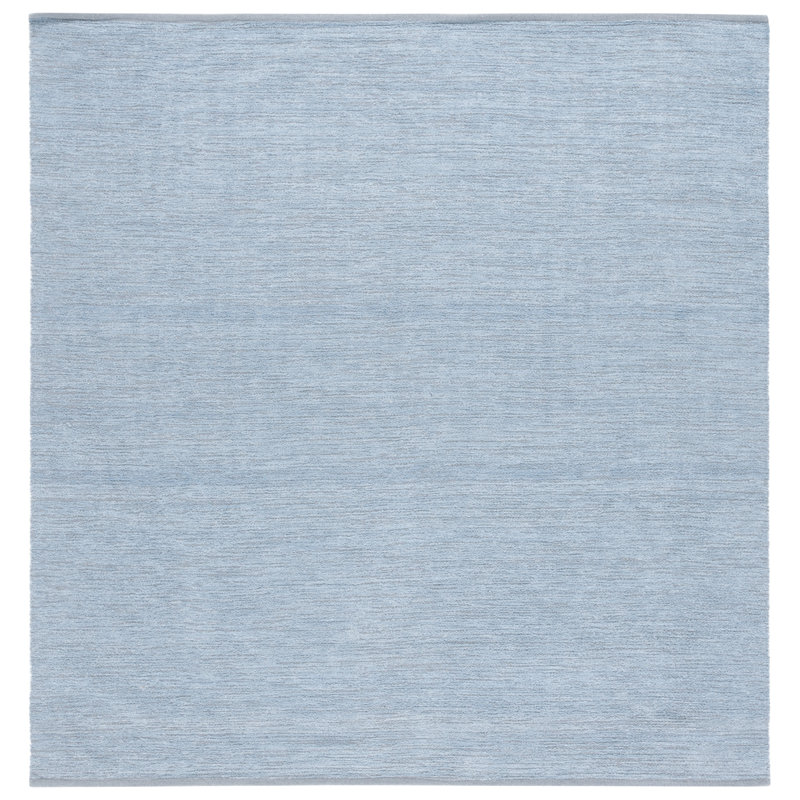 Tapis bleu en coton recyclé et viscose Elyh, Carré 6 pi