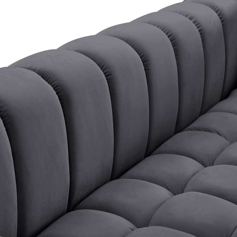 Carlan 91" Velvet Tuxedo Arm Sofa, Grey Velvet