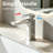 Single Handle Square Bathroom Sink Faucet, One Hole Deck Mount Basin Faucet with Ceramic Cartridge for Bathroom Vanity