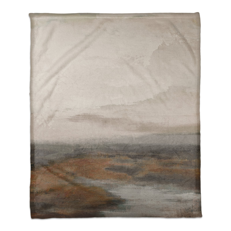Moody Rust Abstract Riverscape Throw Blanket