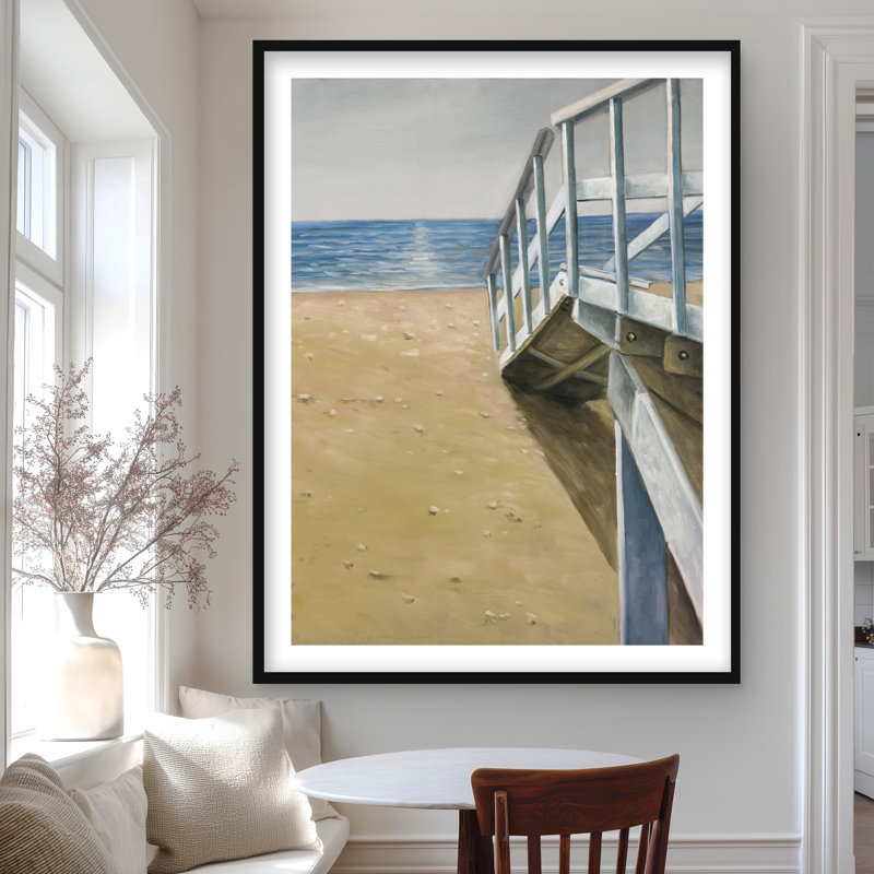 Paysage de bord de mer - Reproduction matte encadrée pour la plage, H 48 po x l 36 po, Noir