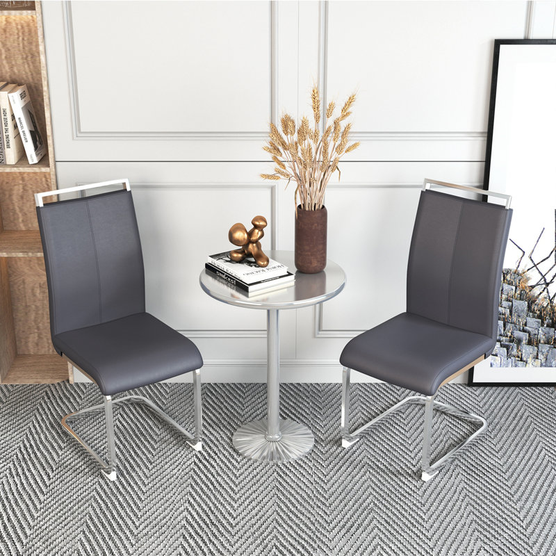 Chaise de salle à manger moderne Devlyn, Gris foncé, Argent, 4