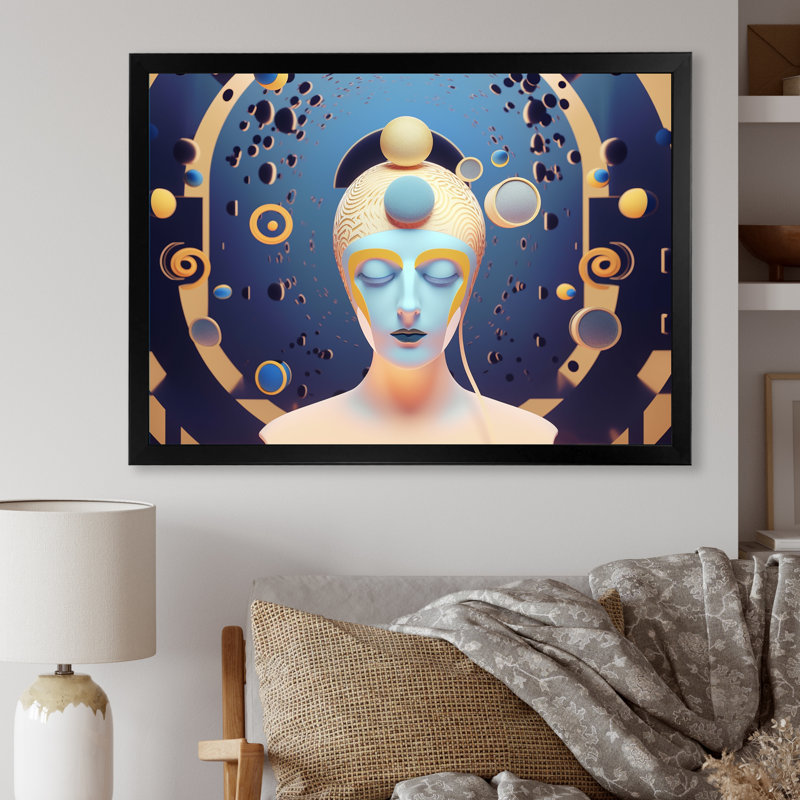 «Sci-Fi Beauty Futuristic Space Portrait» sur toile, H 12 po x l 20 po x P 1 po, Cadre photo noir simple