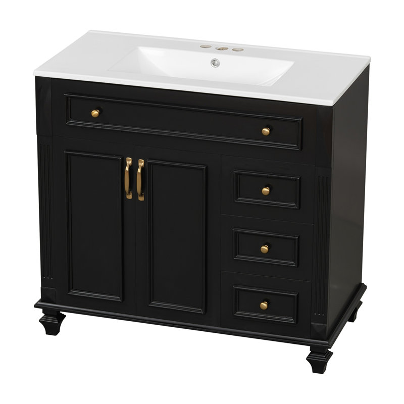 Meuble-lavabo de salle de bain avec rangement spacieux et fabrication durable pour des salles de bain élégantes, Noir