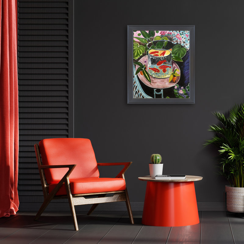 «The Gold Fish» par Henri Matisse - Peinture sur toile encadrée, L 24 po x H 28 po x P 2 po, Cadre noir