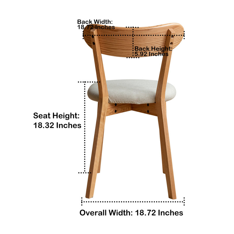 Ensemble de 2 chaises de salle à manger rembourrées avec pieds en chêne, Bois naturel, Beige