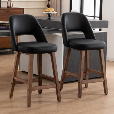 Mid-Century Modern Armless Upholstered Counter Stool