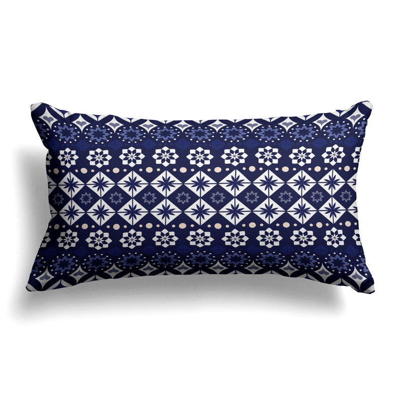 Shape Synergy  Rectangular Throw Pillow, Blue/White