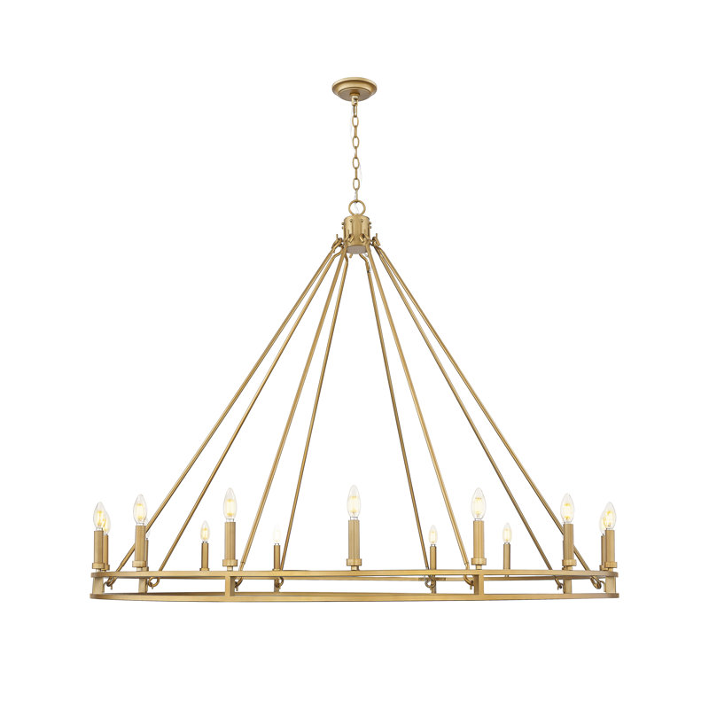Lustre en laiton Hershel Signature, 16 lumières, H 48,75 po x l 59,75 po x P 59,75 po