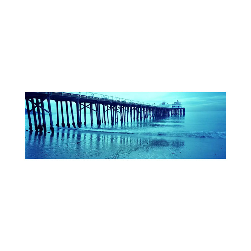 Pier At Sunset, Malibu Pier, Malibu, Los Angeles County, California, USA - Wrapped Canvas Panoramic Print
