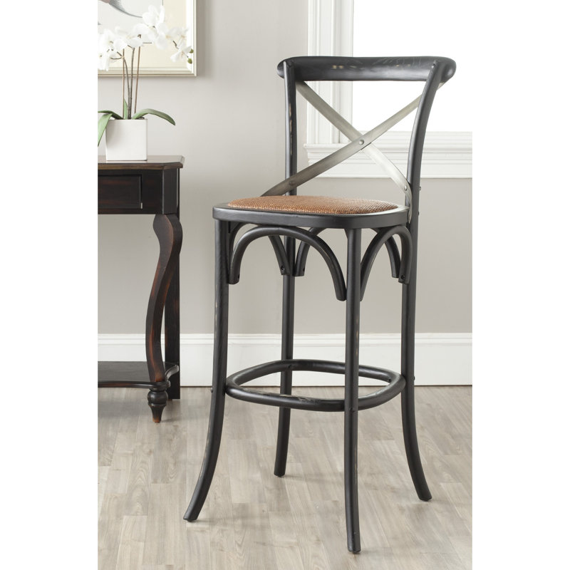 Franklin Solid Wood Counter Stool, Black, Bar Stool (29.52" Seat Height), Grey