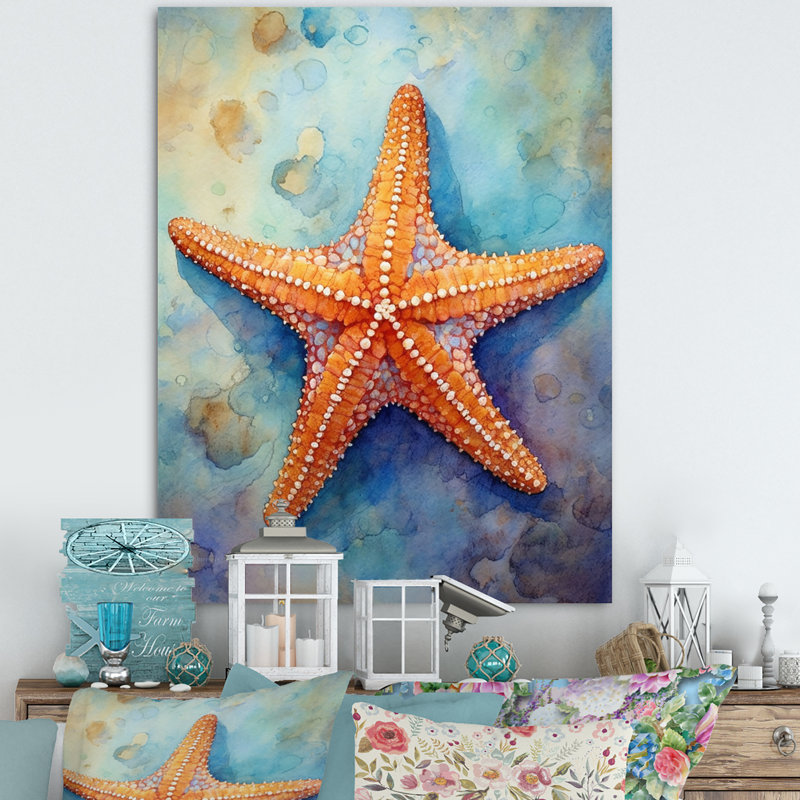 Spinny Starfish II - Starfish, art mural, H 32 po x l 24 po x P 1 po, Toile tendue