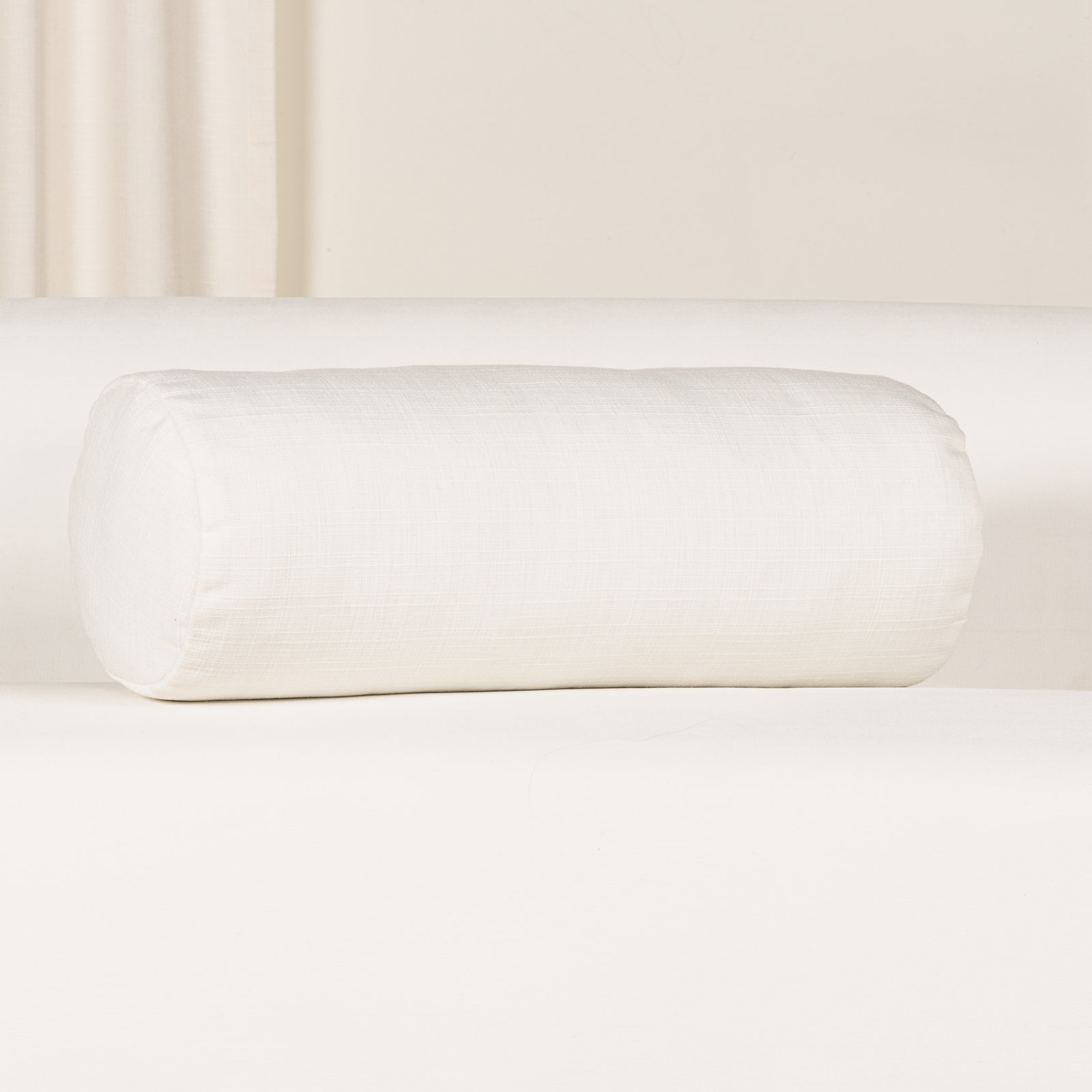 Indy Faux Linen Accent Pillow, Polyester, White, Bolster 8"H x 21"W