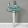 Ivy Bronx Karukin 26'' Tall Clear/Chrome Circular Pedestal Bathroom Sink
