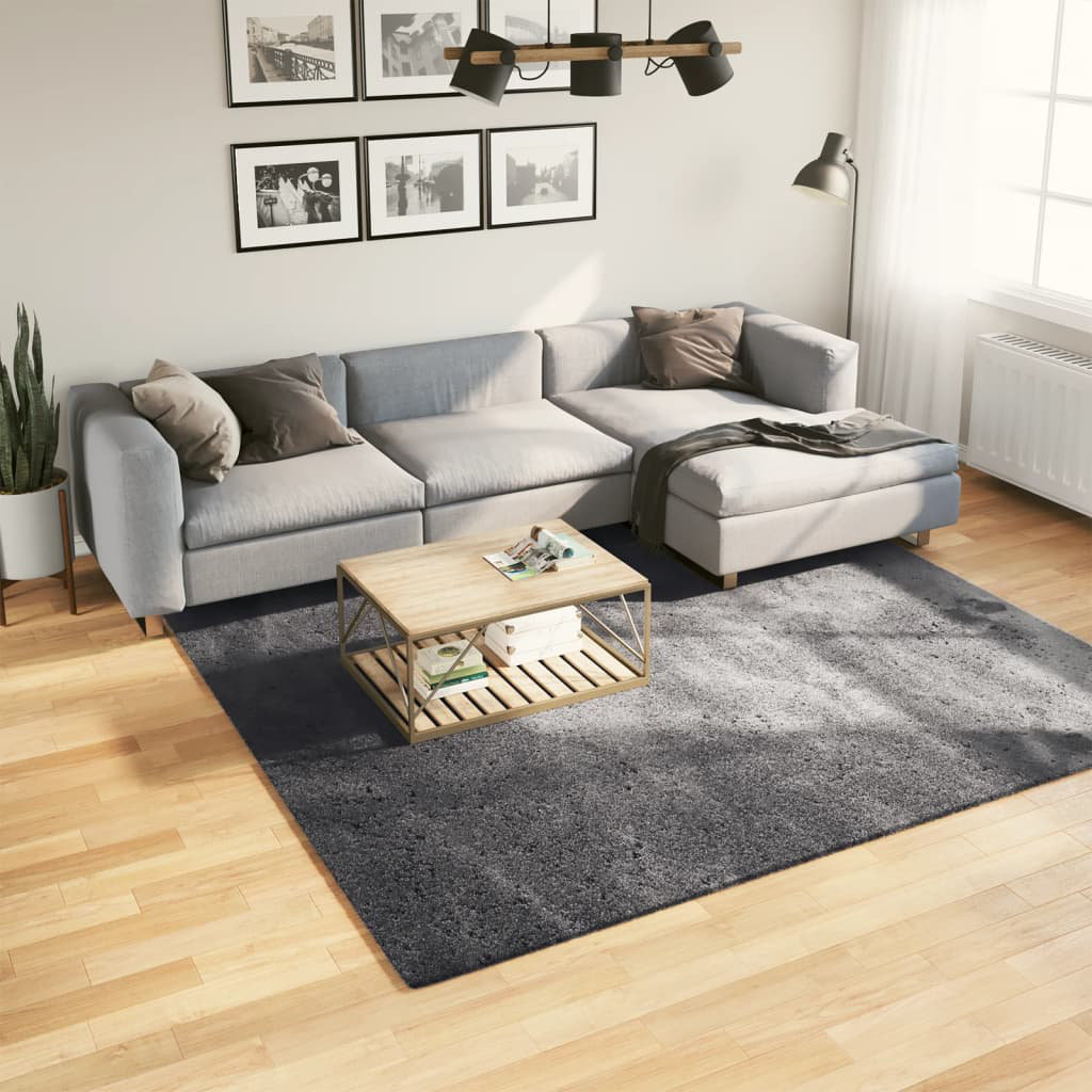 Rug "HUARTE" Short Pile Soft and Washable Anthracite