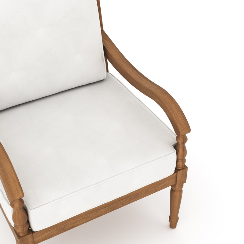 Ensemble de 2 fauteuils club d'extérieur Pena, lin blanc, bois d'acacia brun